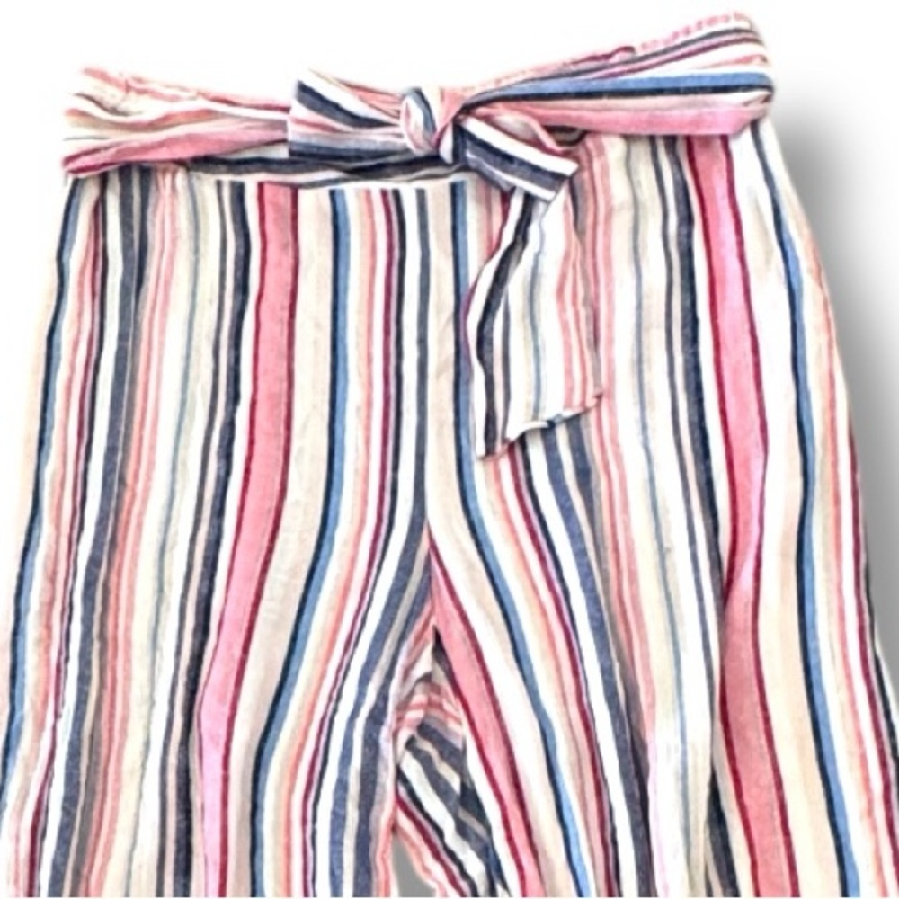 EST 1946 Size Large Elastic Waist w/Tie Belt Striped Wide Leg Beach Pants - Picture 2 of 6